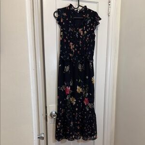 DKNY Floral Navy Blue Maxi Dress